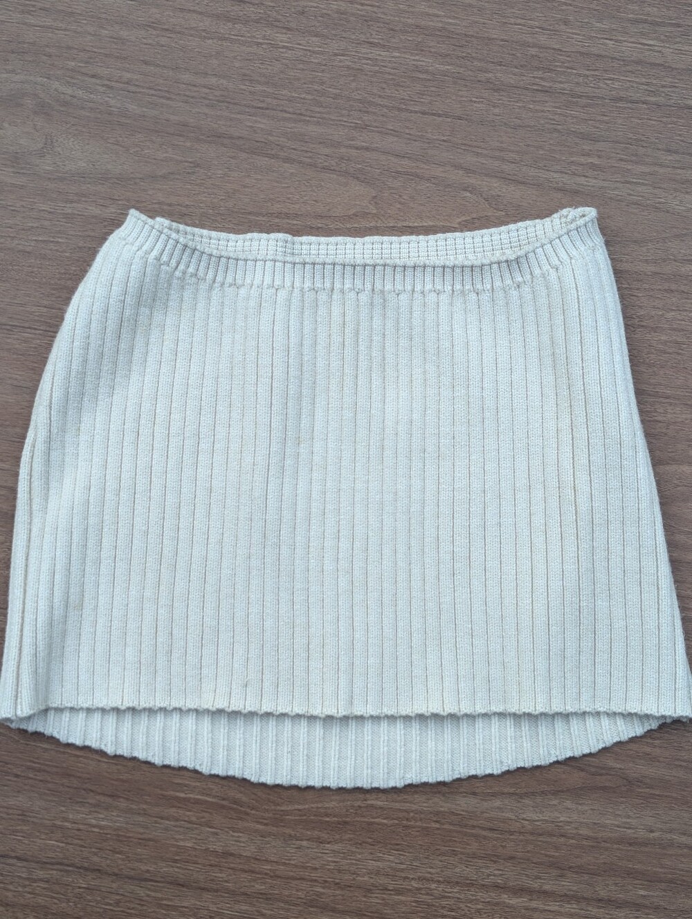 Cream Ribbed Knit Mini Skirt XL GUIZIO Y2K Minimalist